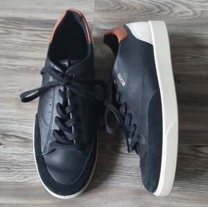 ECCO Street Lite Black Leather Lace Up Sneakers Women's Size 39 US 8 - 8.5